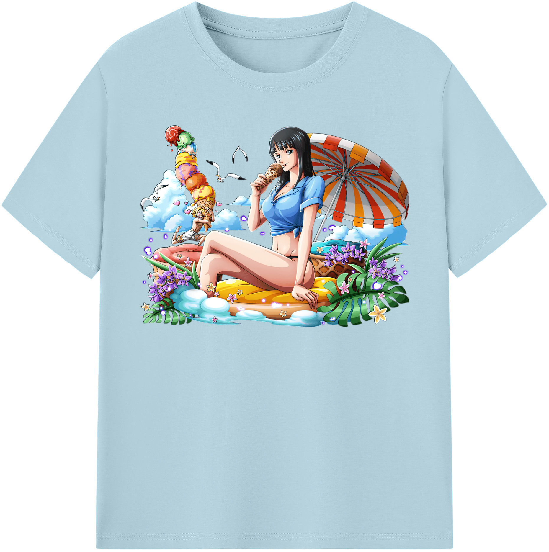 ワンピース ニコ・ロビン ONE PIECE Nico Robin 綿100％半袖Tシャツ（フロントプリント）